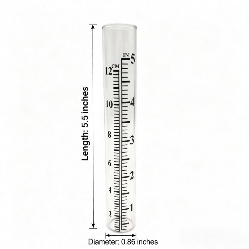 2pcs 5 Capacity Rain Gauge Glass Replacement Tube for Yard Garden Outdoor Hom…