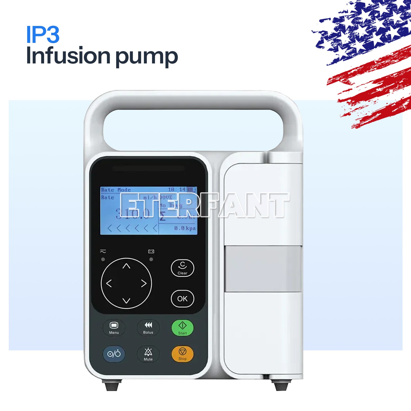 Human infusion pump 1-1200ml/h Adjustable, LCD, Built-in Battery Alarms