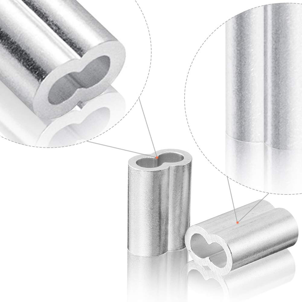 1/8″ (3Mm) Aluminum Crimping Loop Sleeve for Wire Rope, Cable Ferrule (100Pcs)