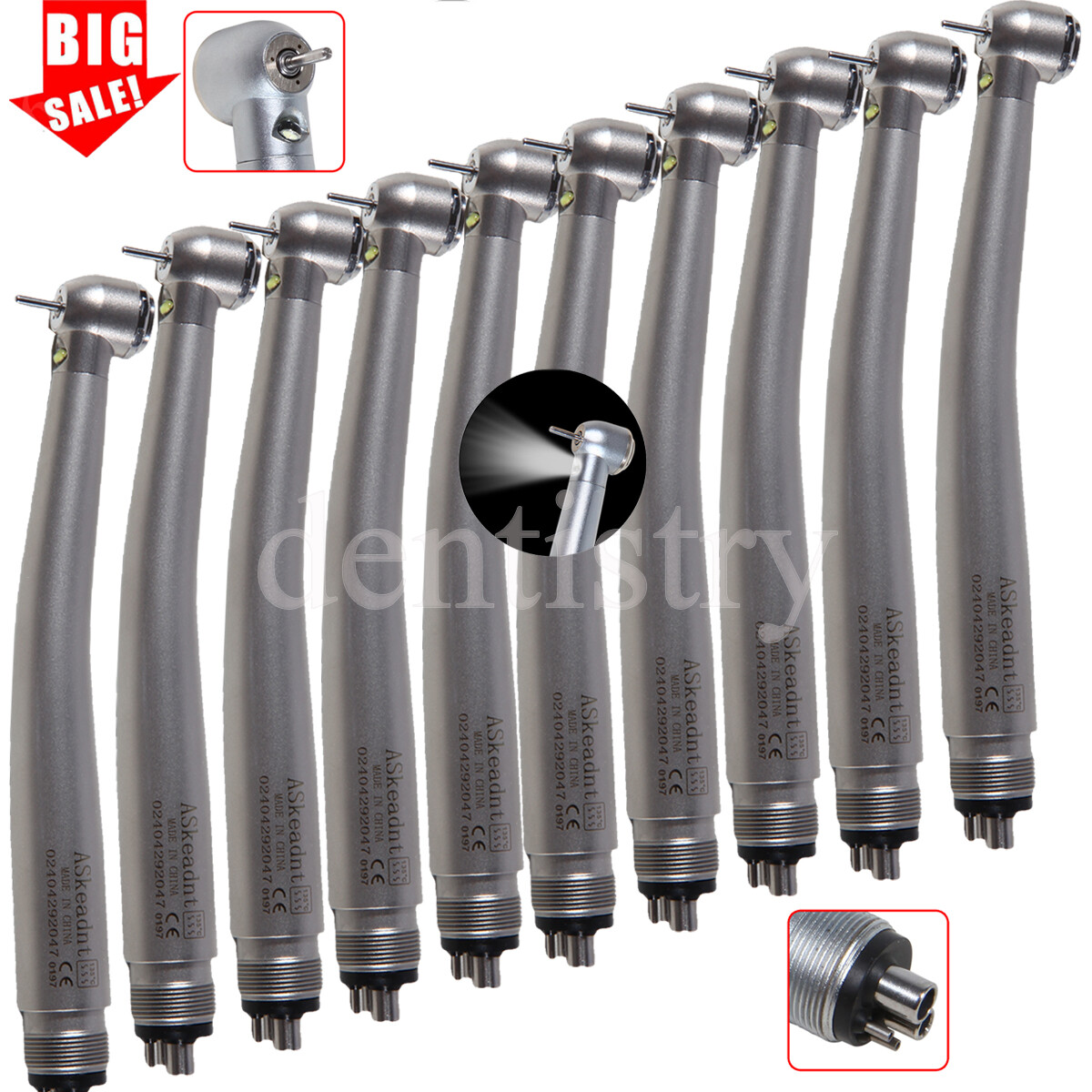Pieza de mano LED turbina alta velocidad fibra óptica dental estilo NSK 4 Holes