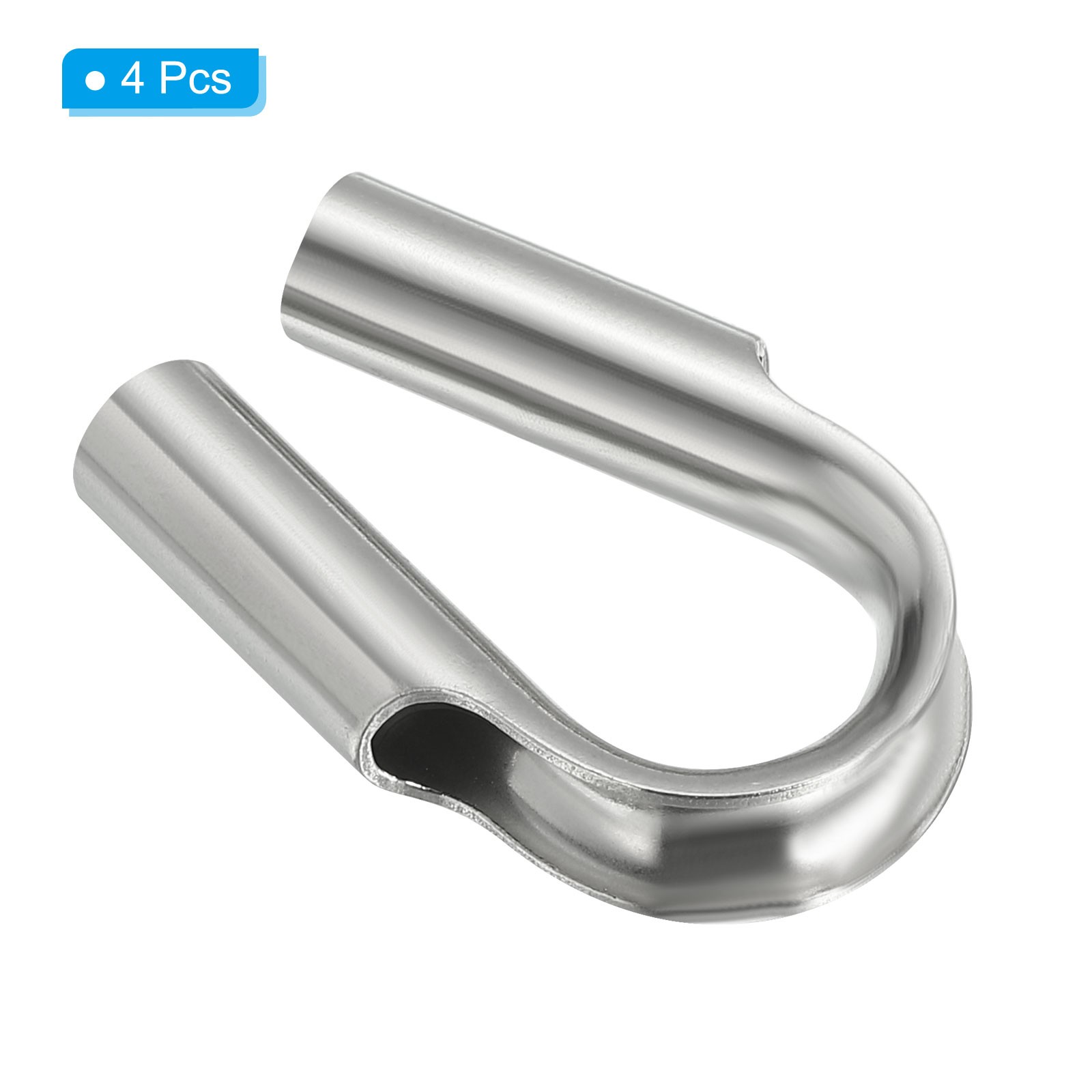 4Pack 1/4″/ 6mm Wire Rope Tube Thimble 304 Stainless Steel Rope Thimbles Silver