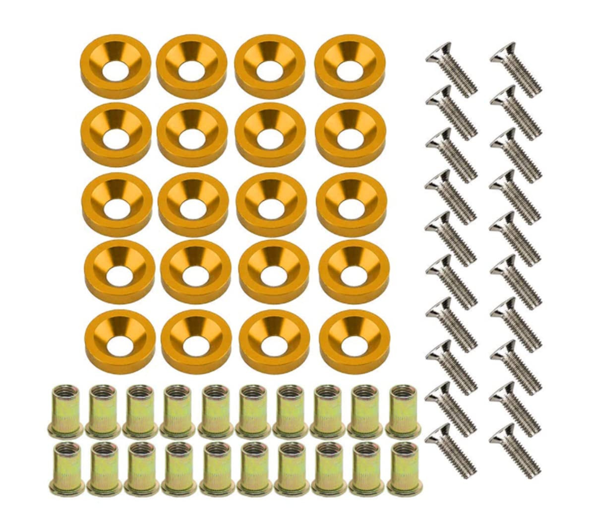 20PC CNC Fender Washer Bolt Rivet Nut Kit M6x20mm Aluminum Anodized Set