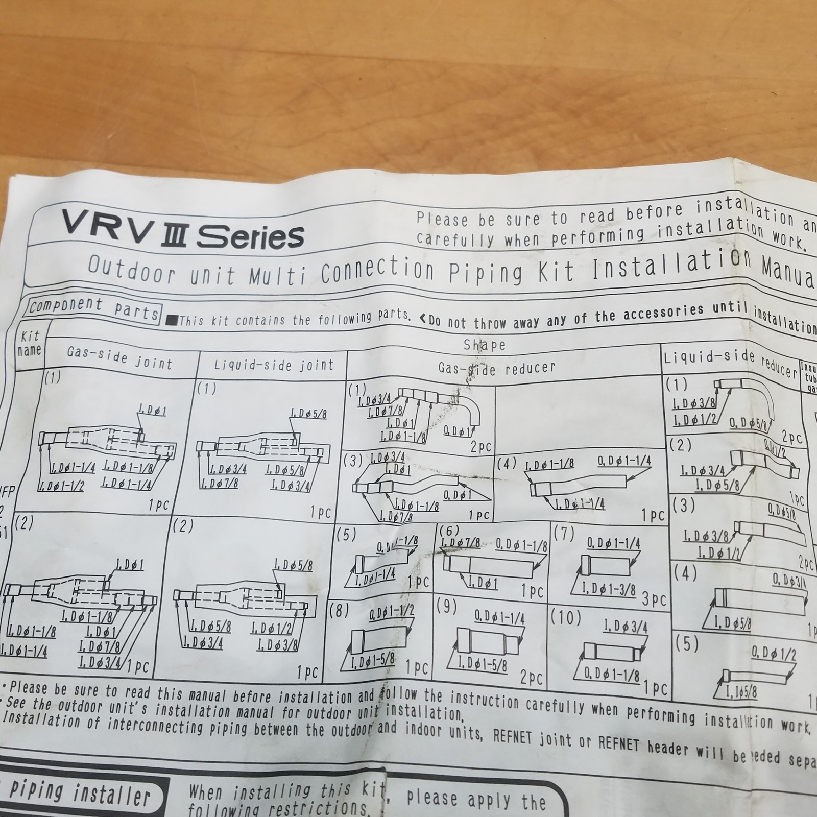 Daikin BHFP22P151U VRVIII Series Outdoor Unit Multi Connection Piping Kit – NEW