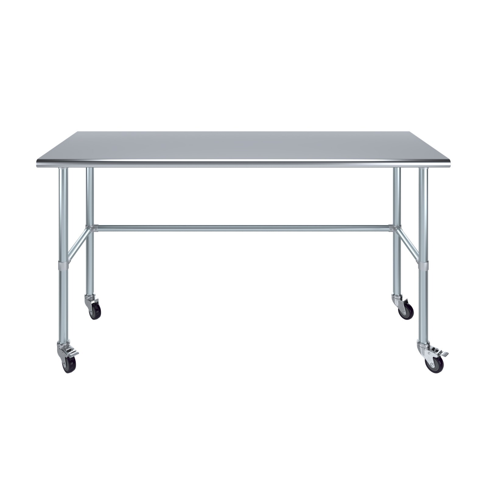 24 in. x 72 in. Stainless Steel Work Table Open Base & Wheels | Mobile Table