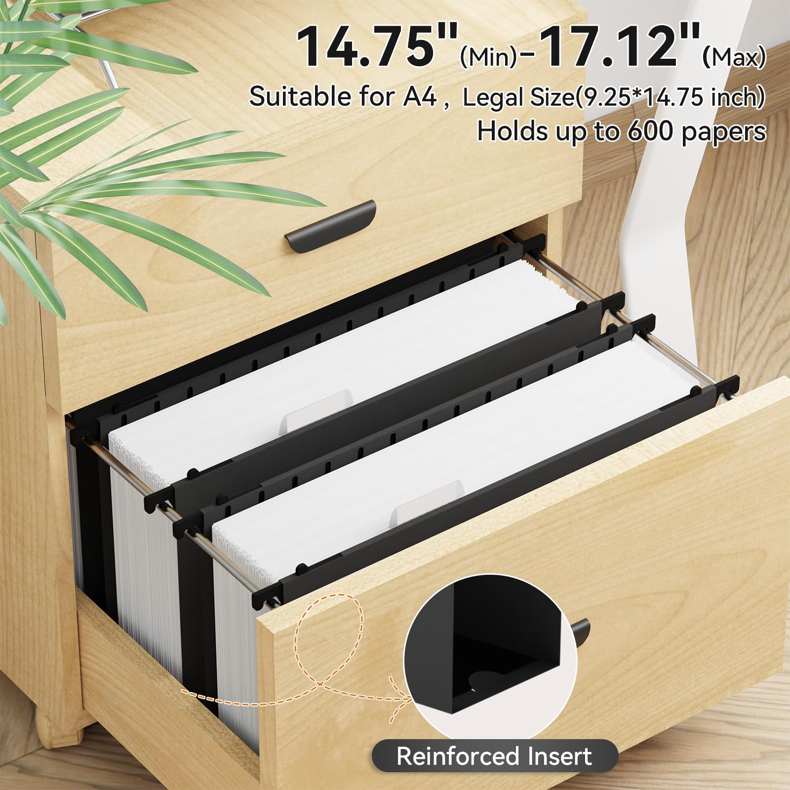 Plastic Legal Size Hanging File Folders, 12 Pack Black Legal Size File Folder…