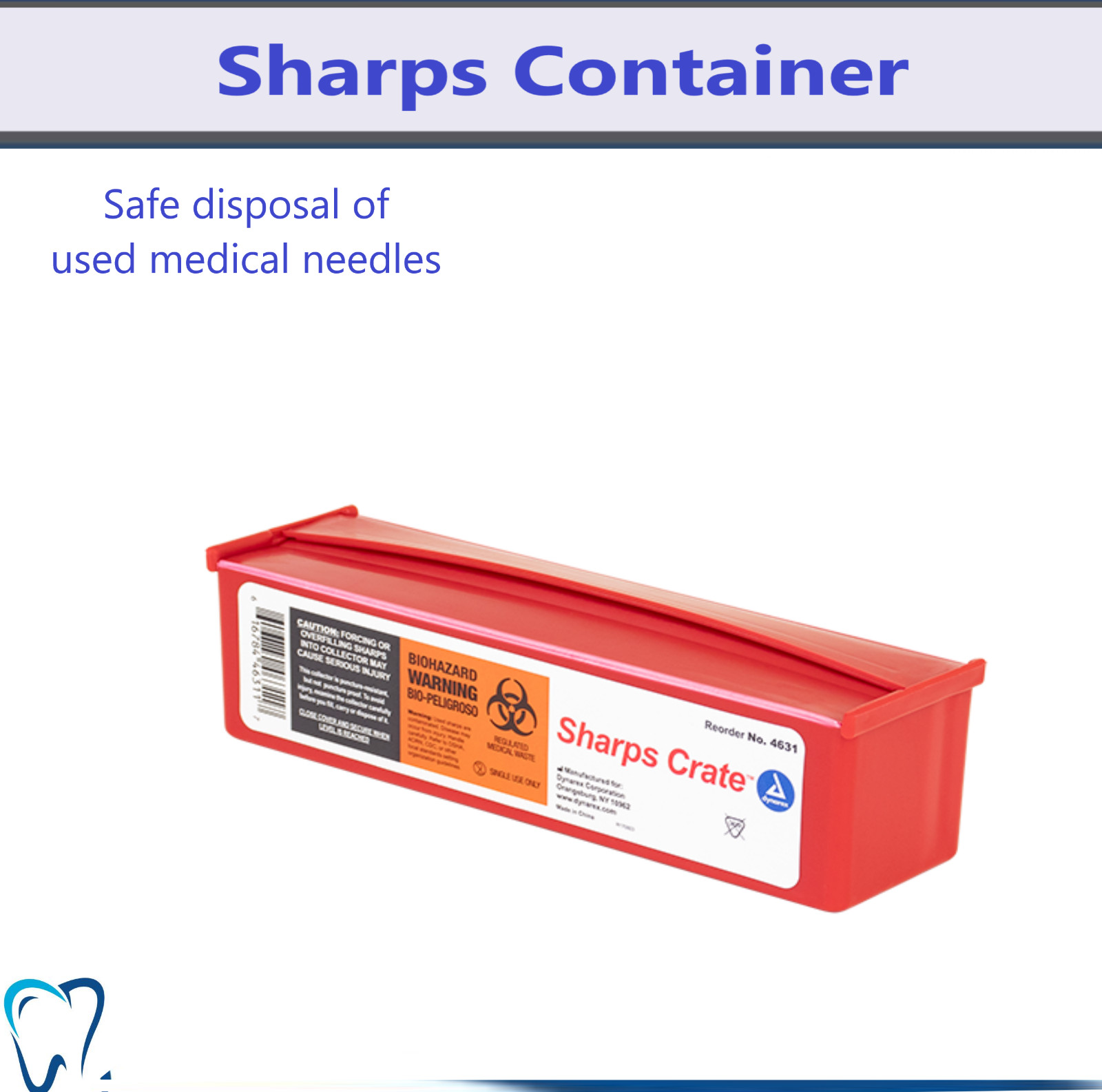 Dynarex Sharps Container 0.5Qt Horizontal Entry Sharps Crate, Travel, Home 5/Pk