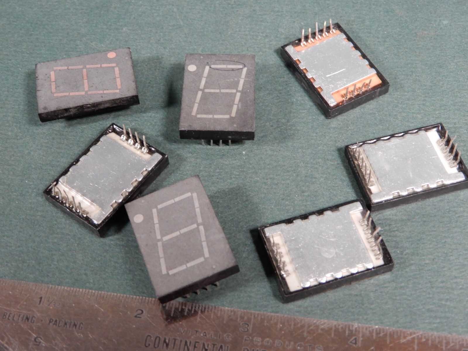 Vintage Unbranded Seven Segment Displays Green LEDS One or More Segments Out