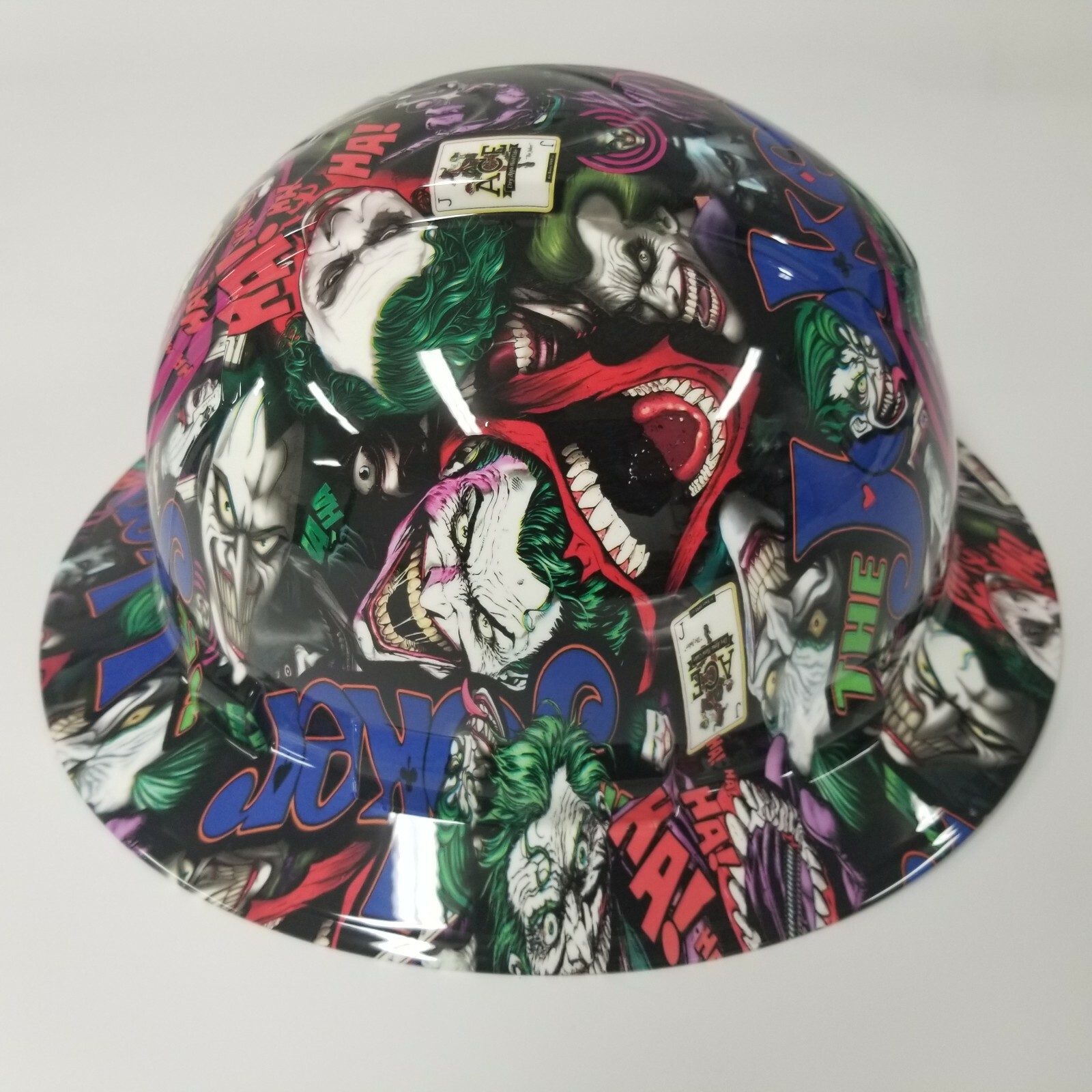 NEW FULL BRIM Hard Hat custom hydro dipped in THE JOKER HAHA FULL COLOR SICK NEW