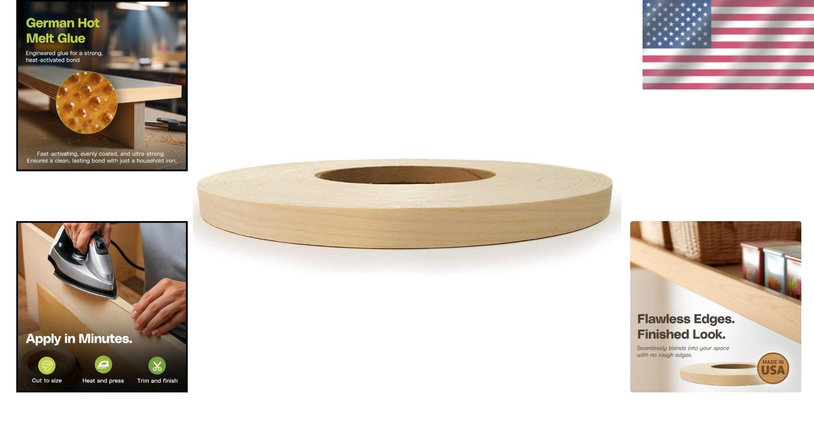 3/4 in x 250 ft Pre-Glued Maple Wood Veneer – Ideal for Furniture & DIY Projects