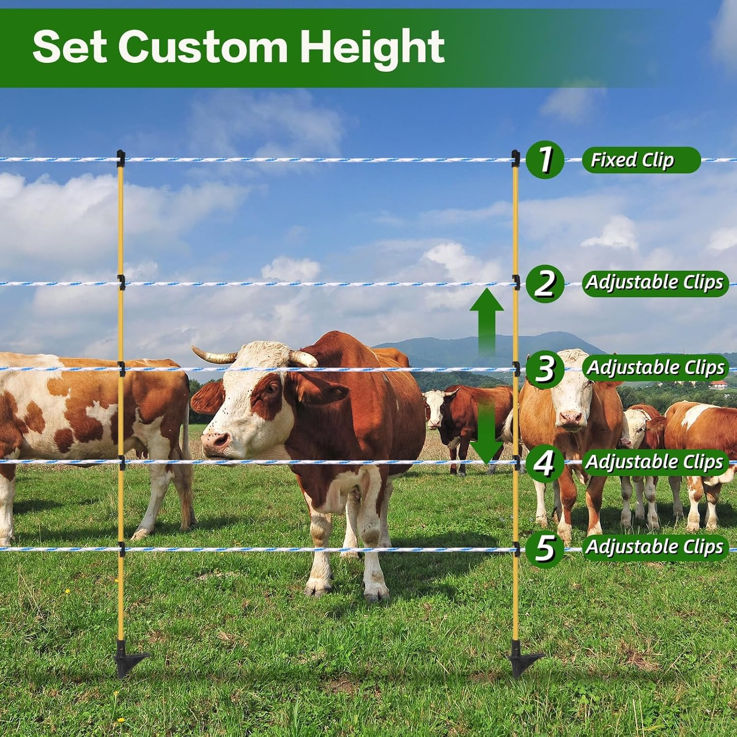 48-Inch Fiberglass Electric Fence Posts – 24 Pcs for Livestock and Gardens