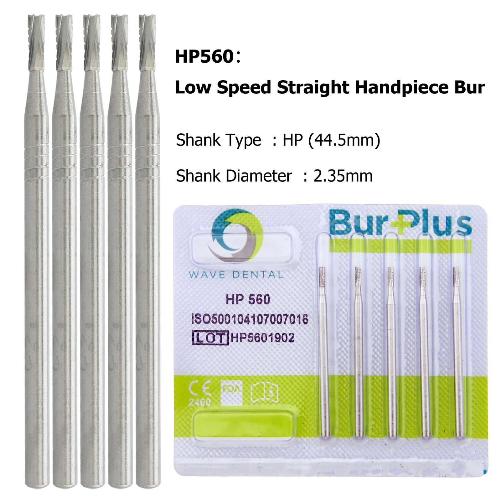 Wave Dental Surgical Carbide Bur HP 702 701 2.35mm For Low Speed Straight 44.5mm