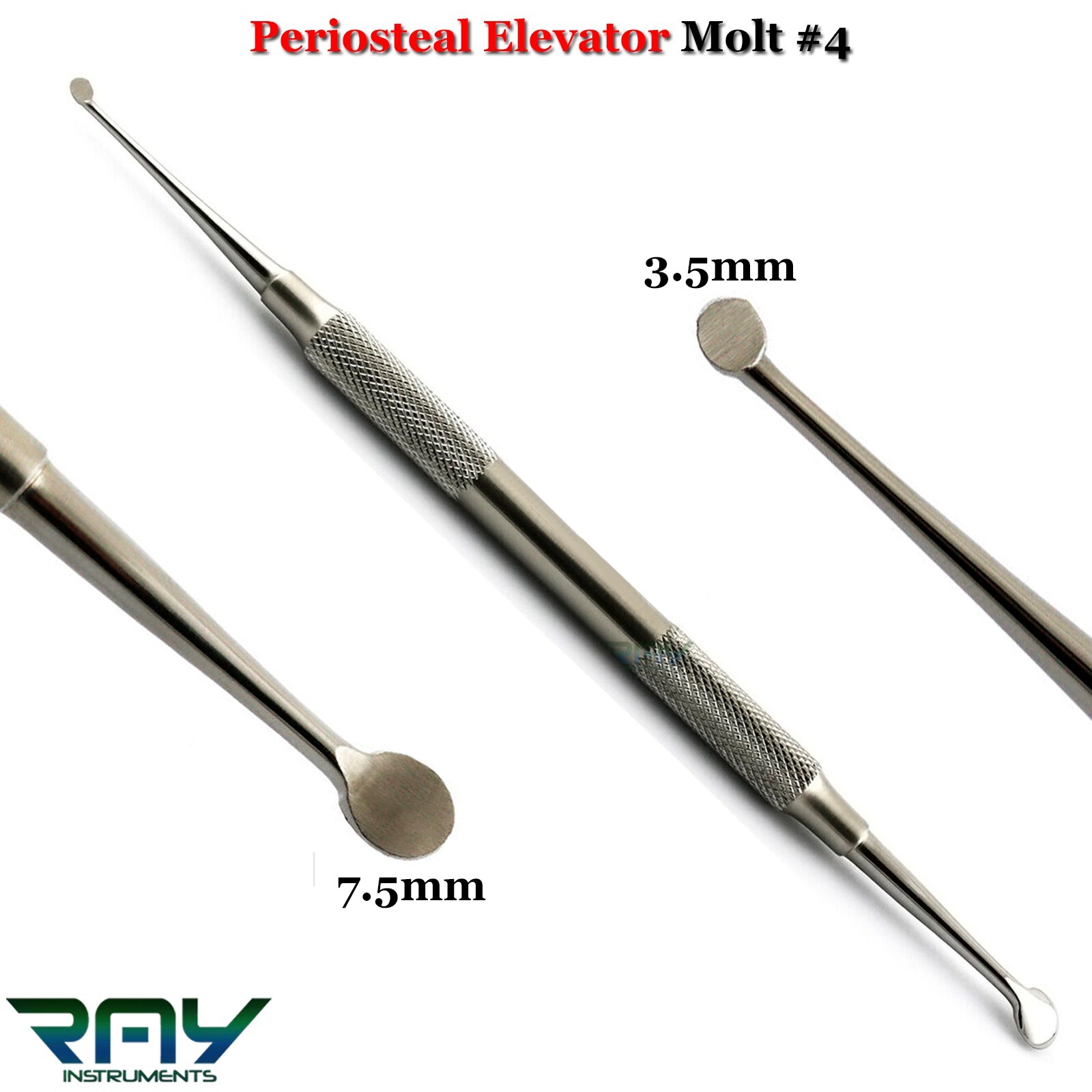 Dental Periosteal Curette Molt #4 Elevators 3.5mm/7.5mm Implant Mucoperiosteal