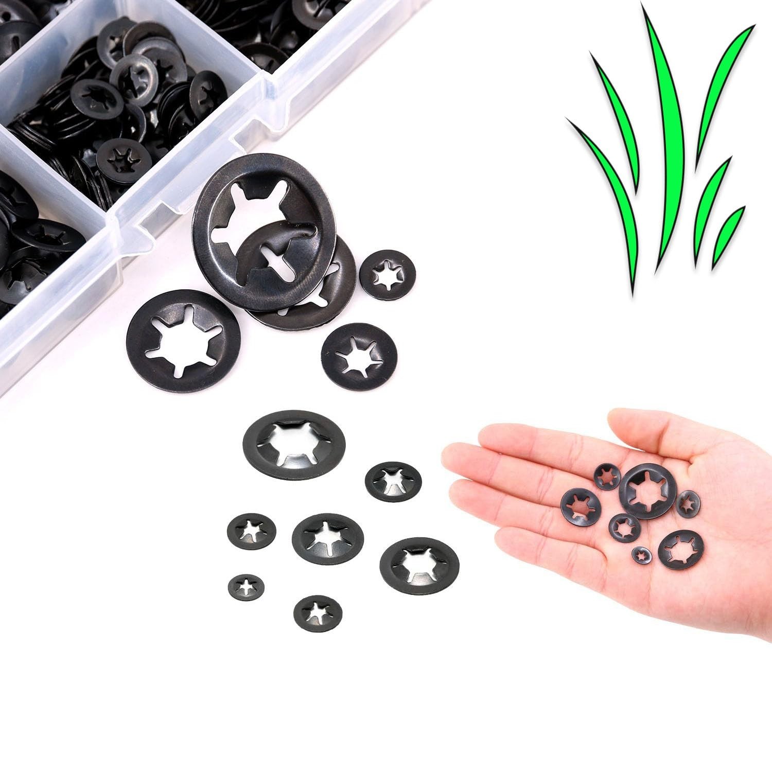 360 Pieces 9 Sizes Push Nuts Assortment, Speed Clips Retaining Clips Fasteners A
