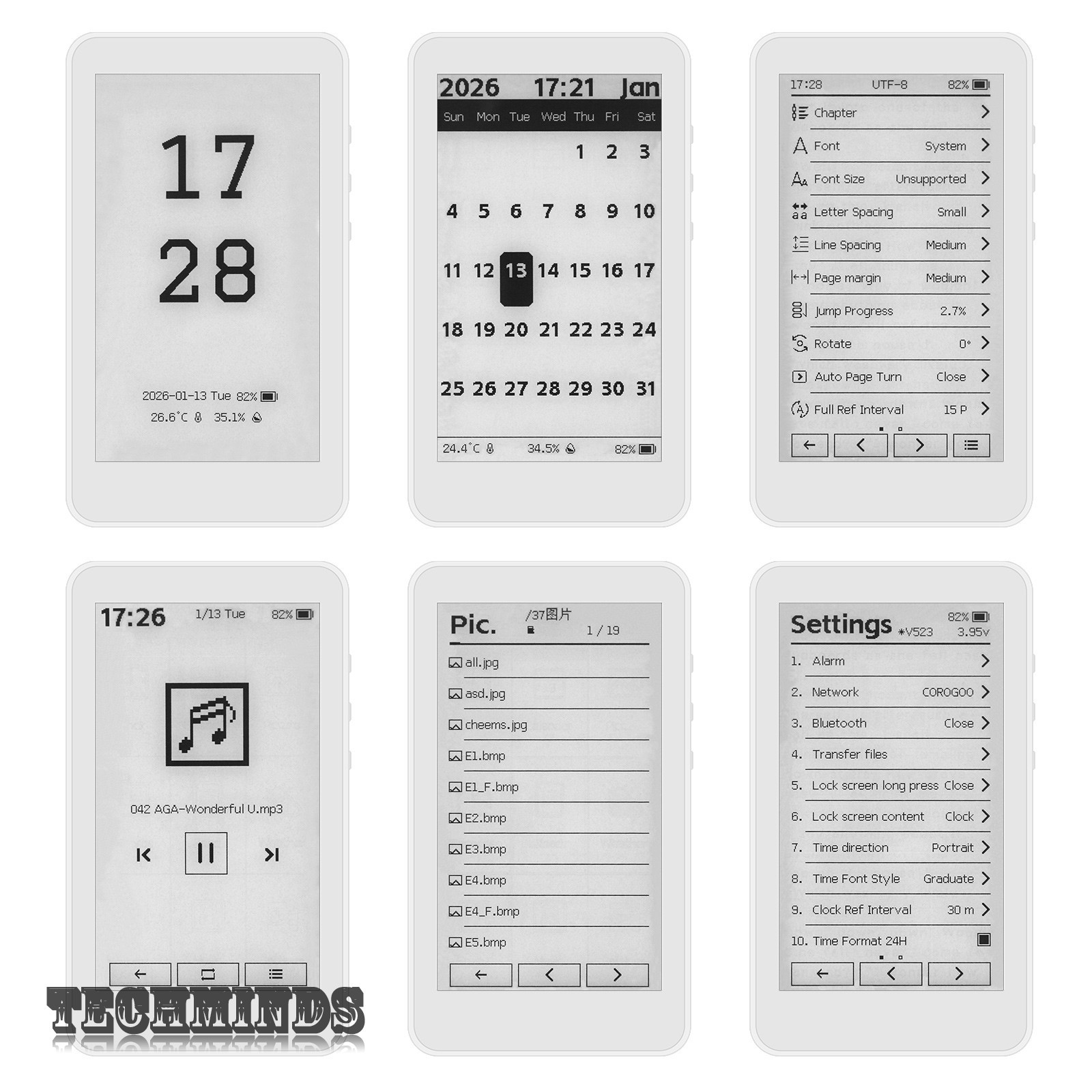 HamGeek M3 Portable E-Book Reader 3.7″ Touch Screen E-Paper 10-Level Adjustable