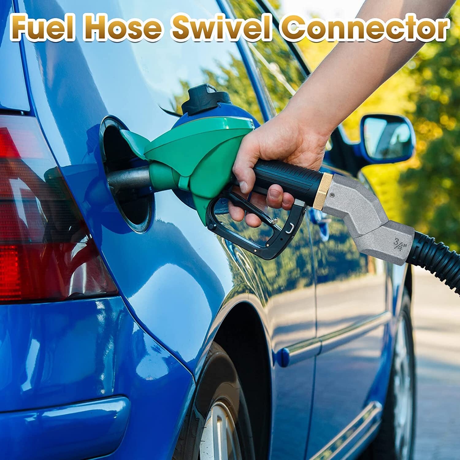 2pcs Car Fuel Swivel 3/4 Inch NPT Fuel Transfer Hose Swivel 360 Rotate Connector