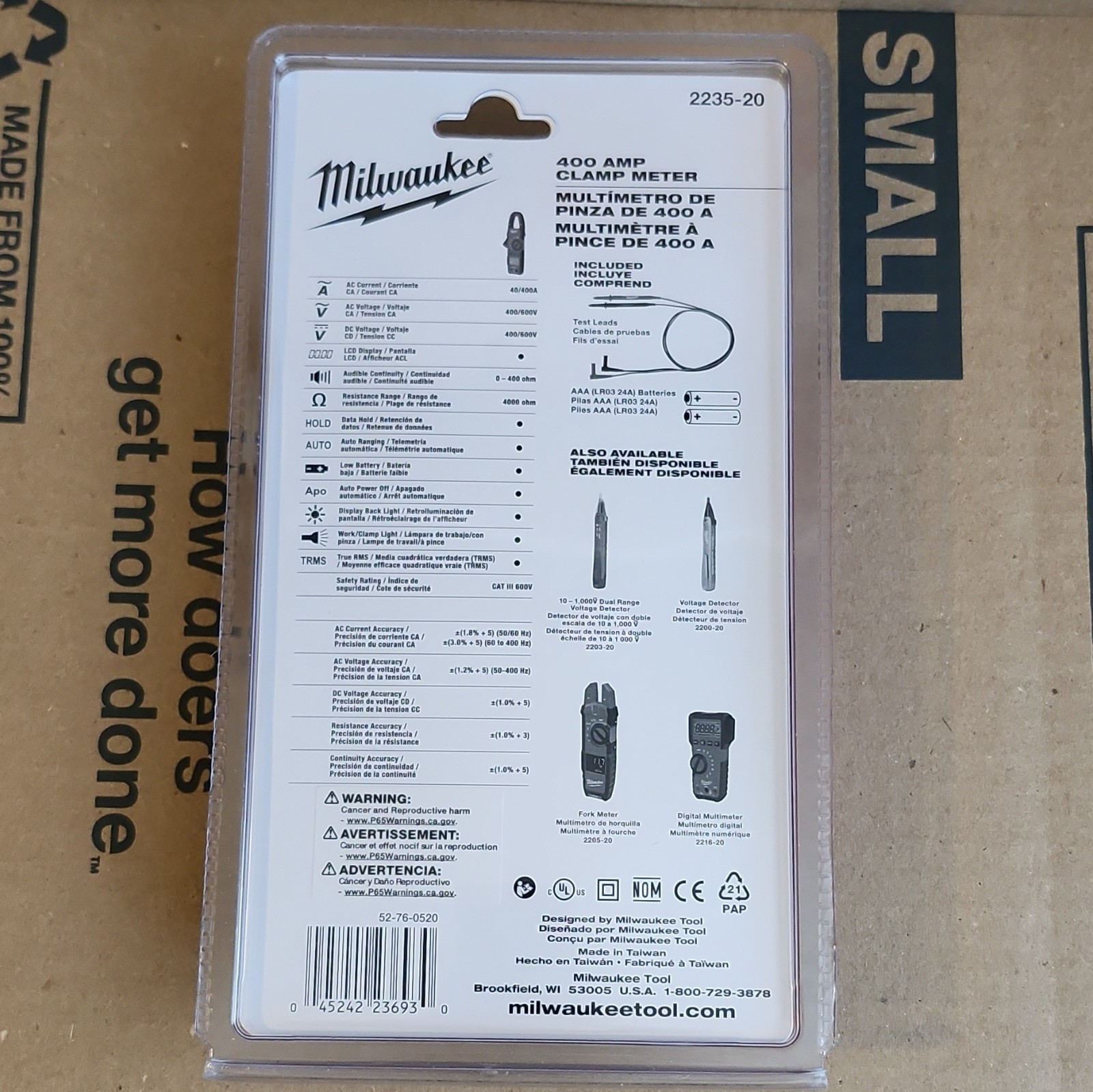 Milwaukee Clamp Meter Multimeter 2235-20 400A True RMS CAT III 600V 4000Ct