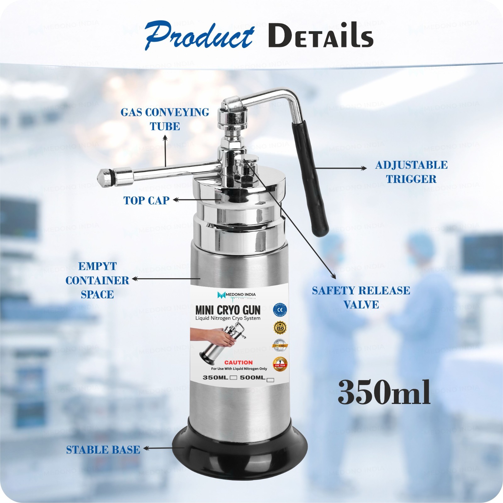 Professional Mini Cryo Can For Dermatology 350ML Liquid Nitrogen Sprayer Premium
