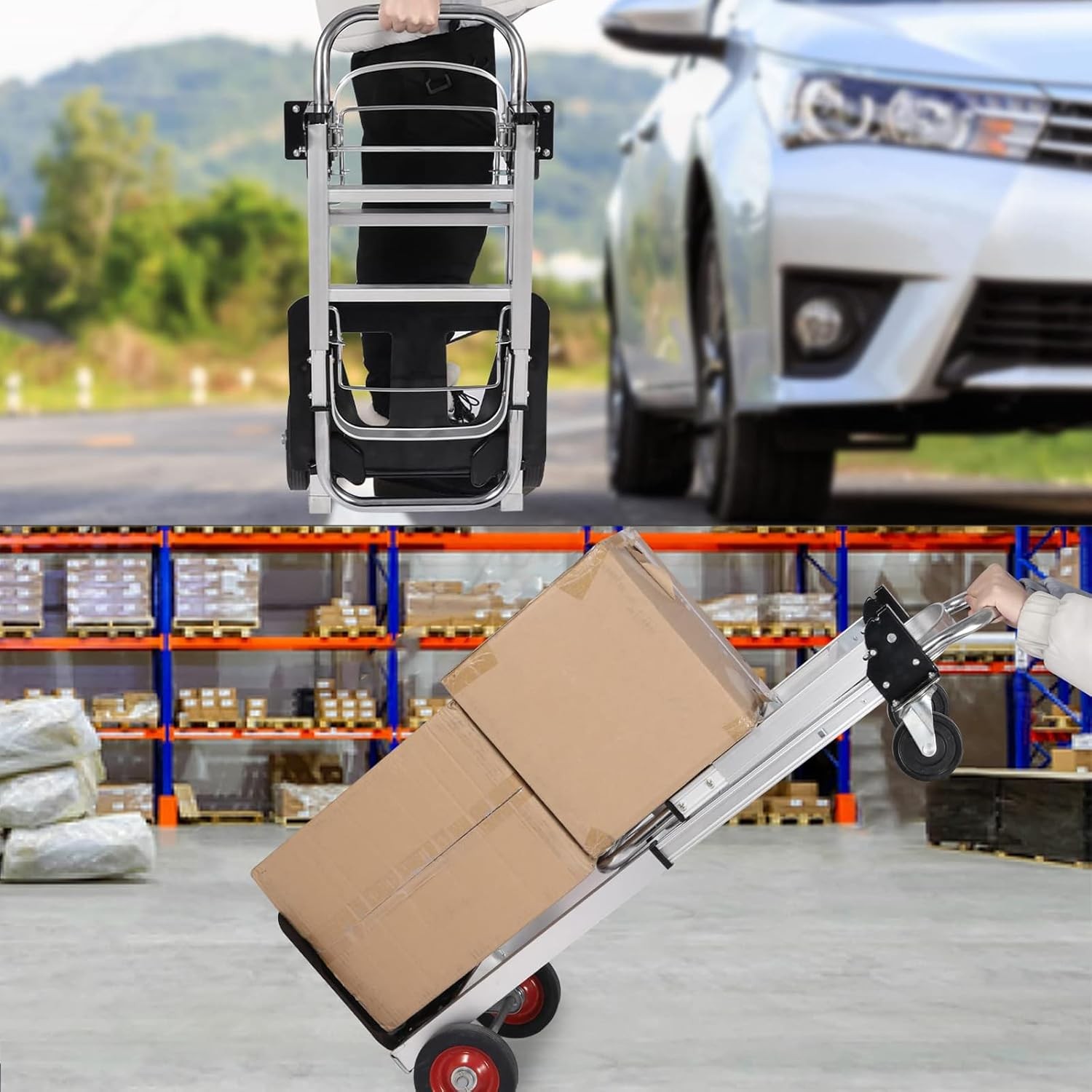 Aluminum Folding Hand Truck 550 LBS Capacity Convertible Hand Truck Dolly Cart