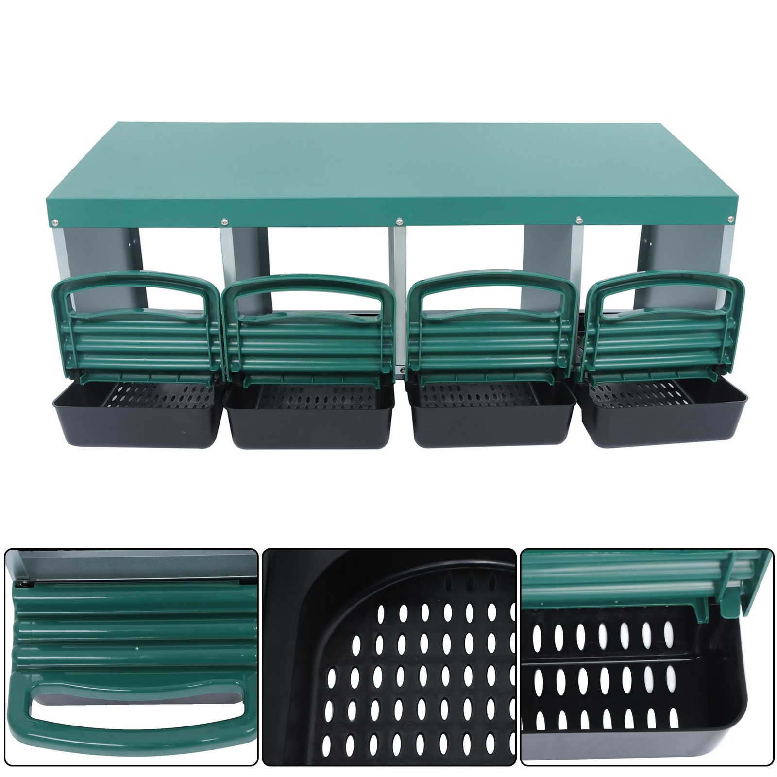 4 Holes Rollout Egg Collection Green Chicken Nest Box Hen Laying Nest Boxes Coop