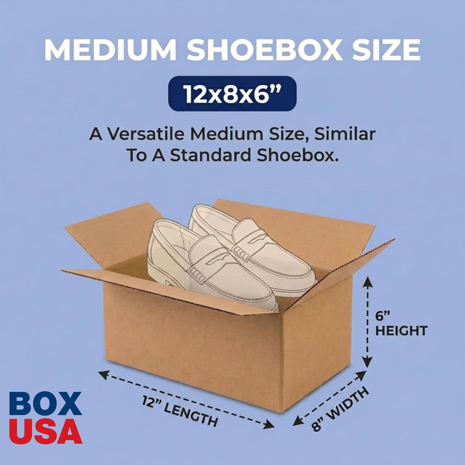 Durable 12″L x 8″W x 6″H Corrugated Boxes – 65 lbs Support, Eco-Friendly 25-Pack