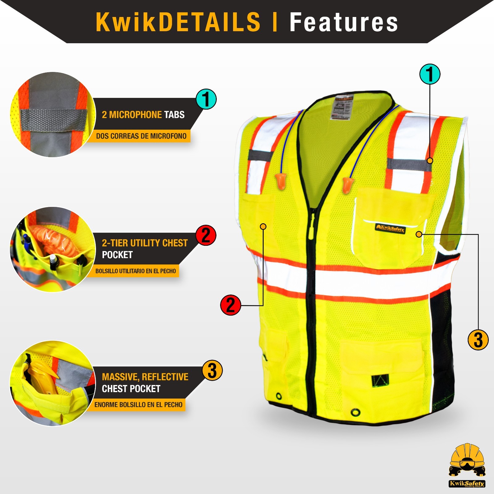 KwikSafety CLASSIC (2 PACK) Safety Vest Class 2 Hi Vis Reflective ANSI PPE