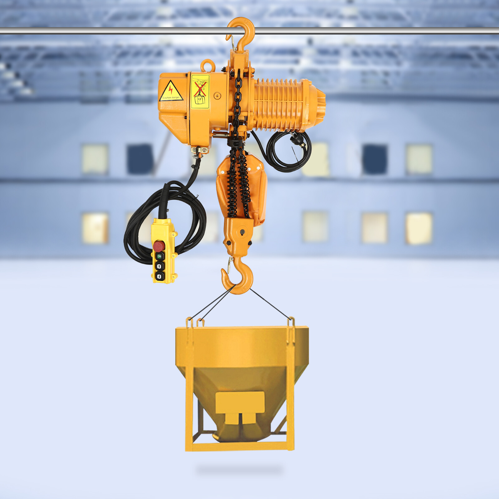 Single Phase Hoist Electric Chain Hoist Crane 10FT Chain 1.6KW 1 Ton/2204 lbs
