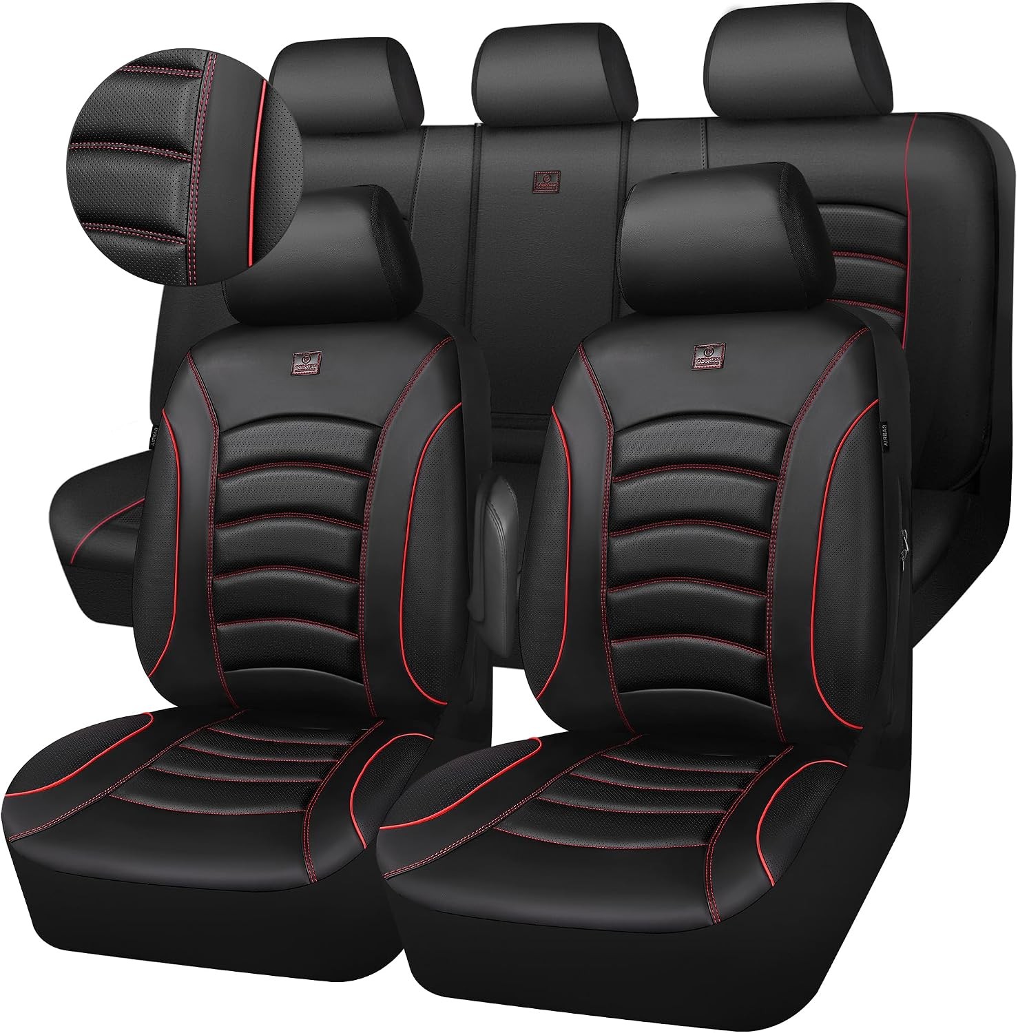CAR PASS 3D Foam PU Leather Car Seat Covers, Universal Seat Covers Full Sets for
