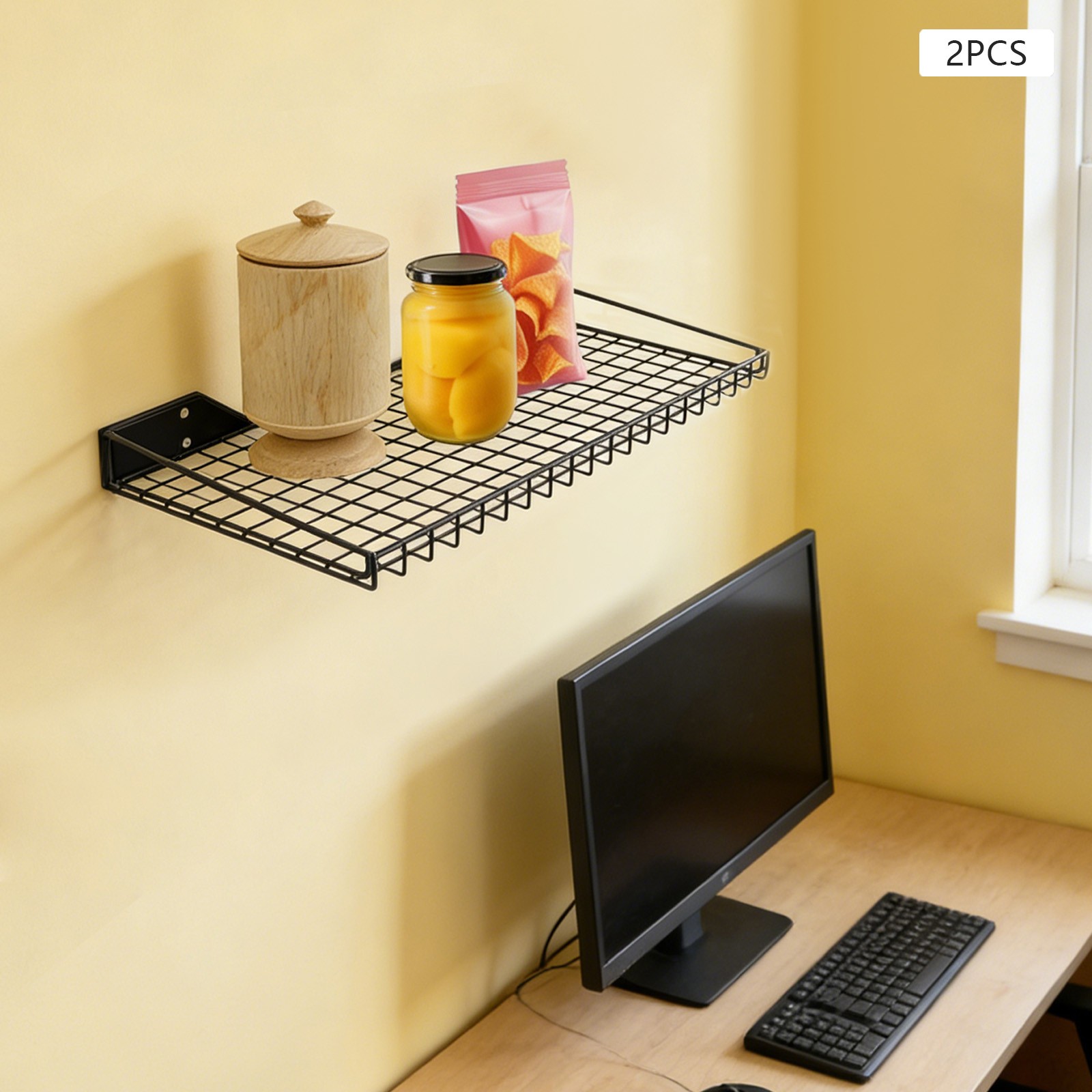 Wall Mount Mesh Storage Rack Garage Organizer For Basement Office Kitchen