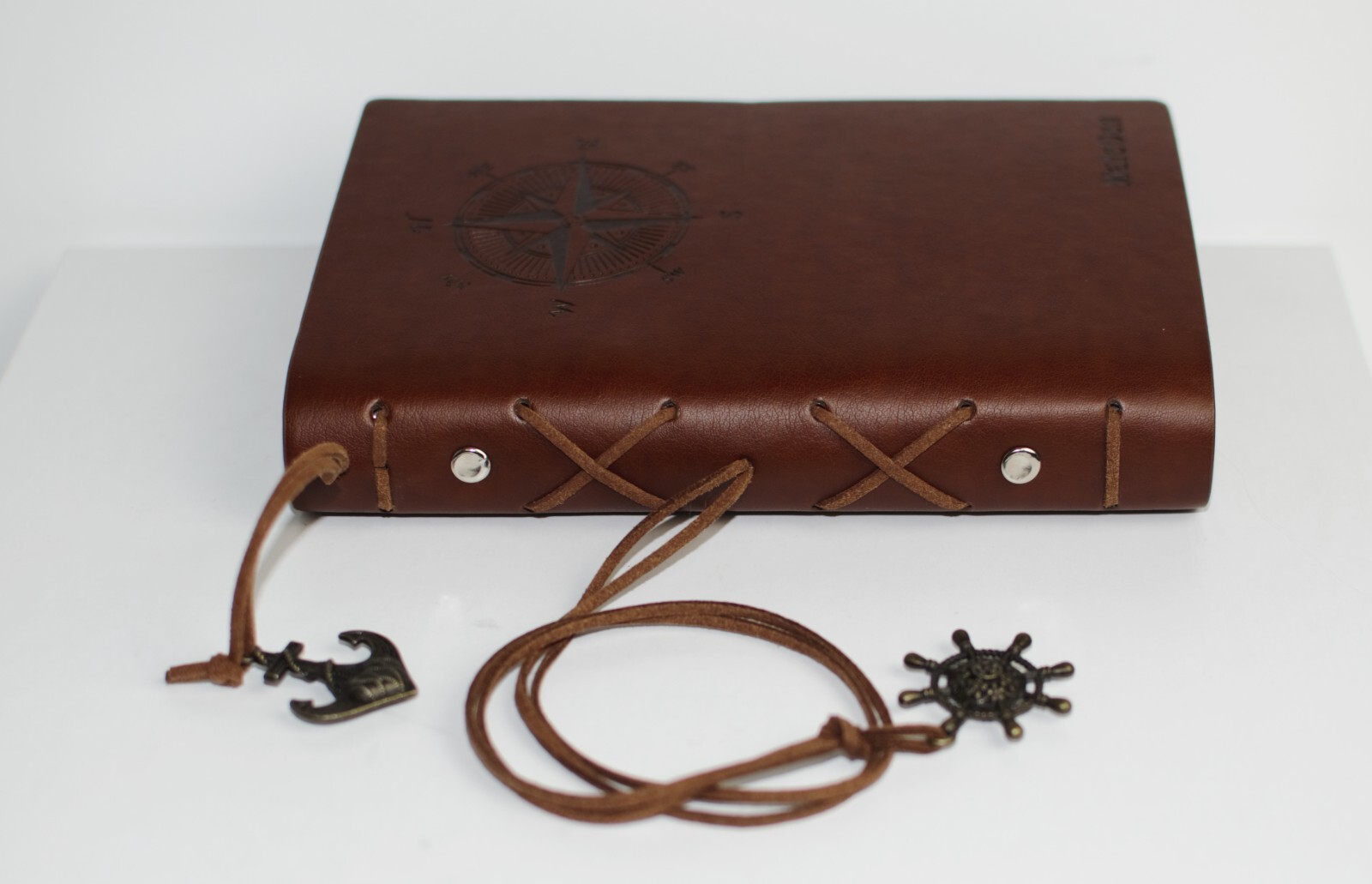 MaleDen Nautical Theme Brown Leather Spiral Journal Refillable