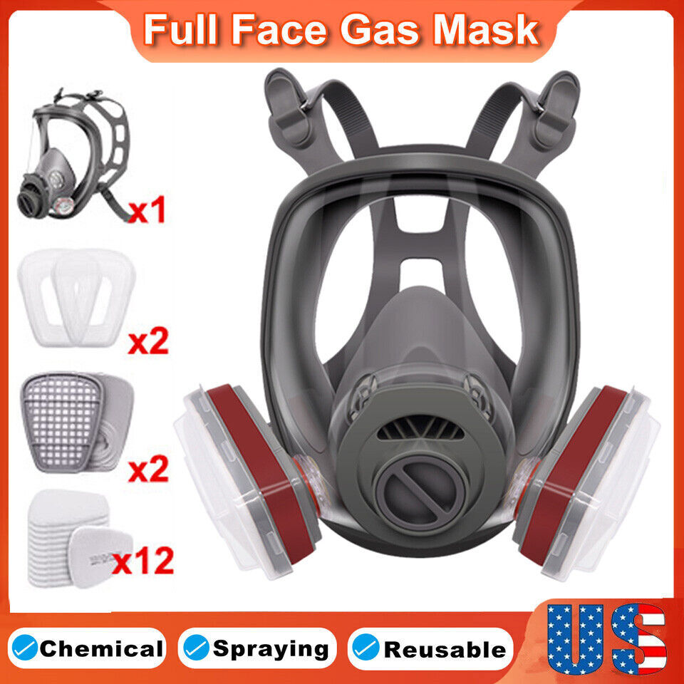 Full Face Respirator Gas Mask Carbon Filter For Auto Car Painting Spraying Safe