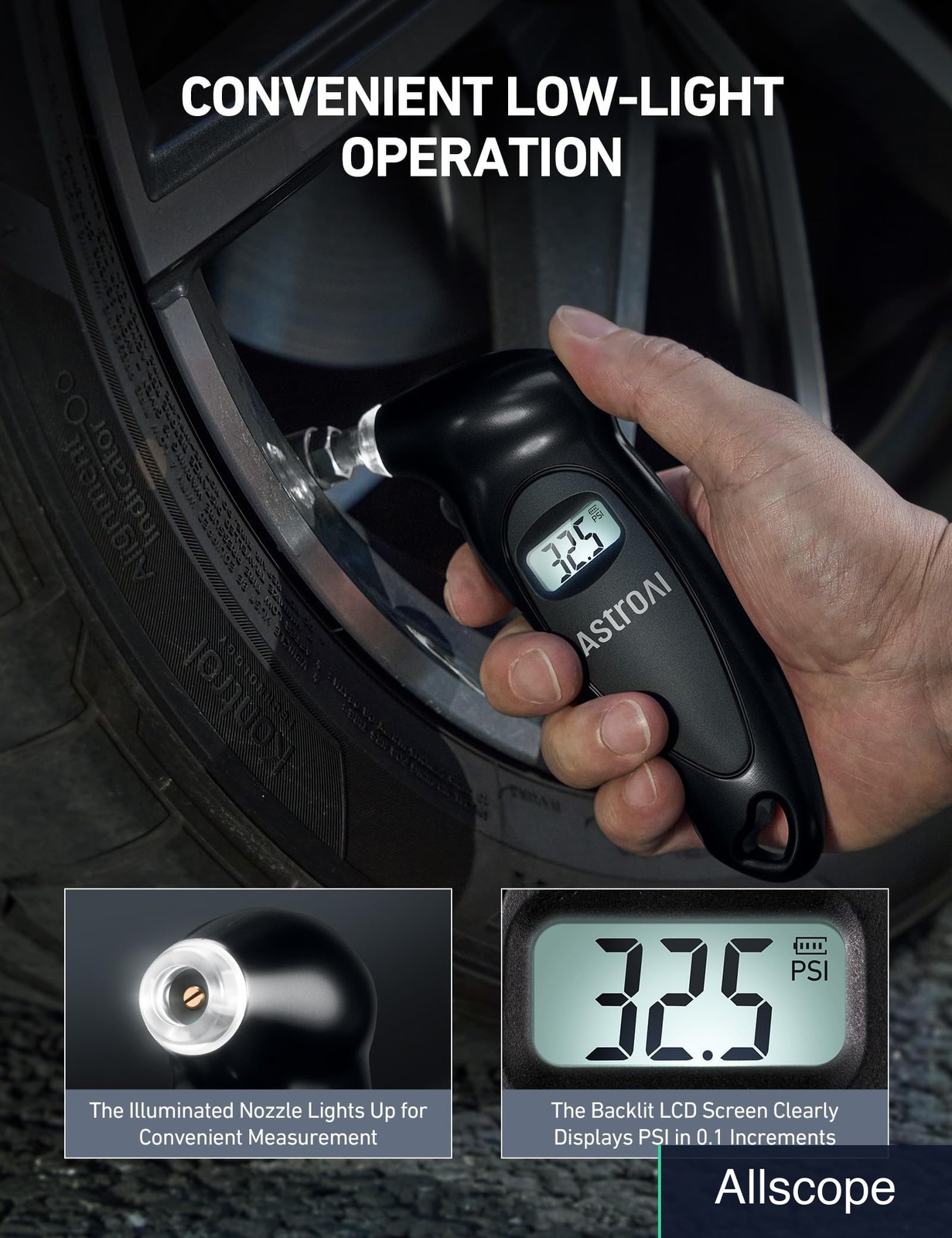 AstroAI Digital Tire Pressure Gauge Calibrated to ANSI B40.7 +/-1PSI, Accurate