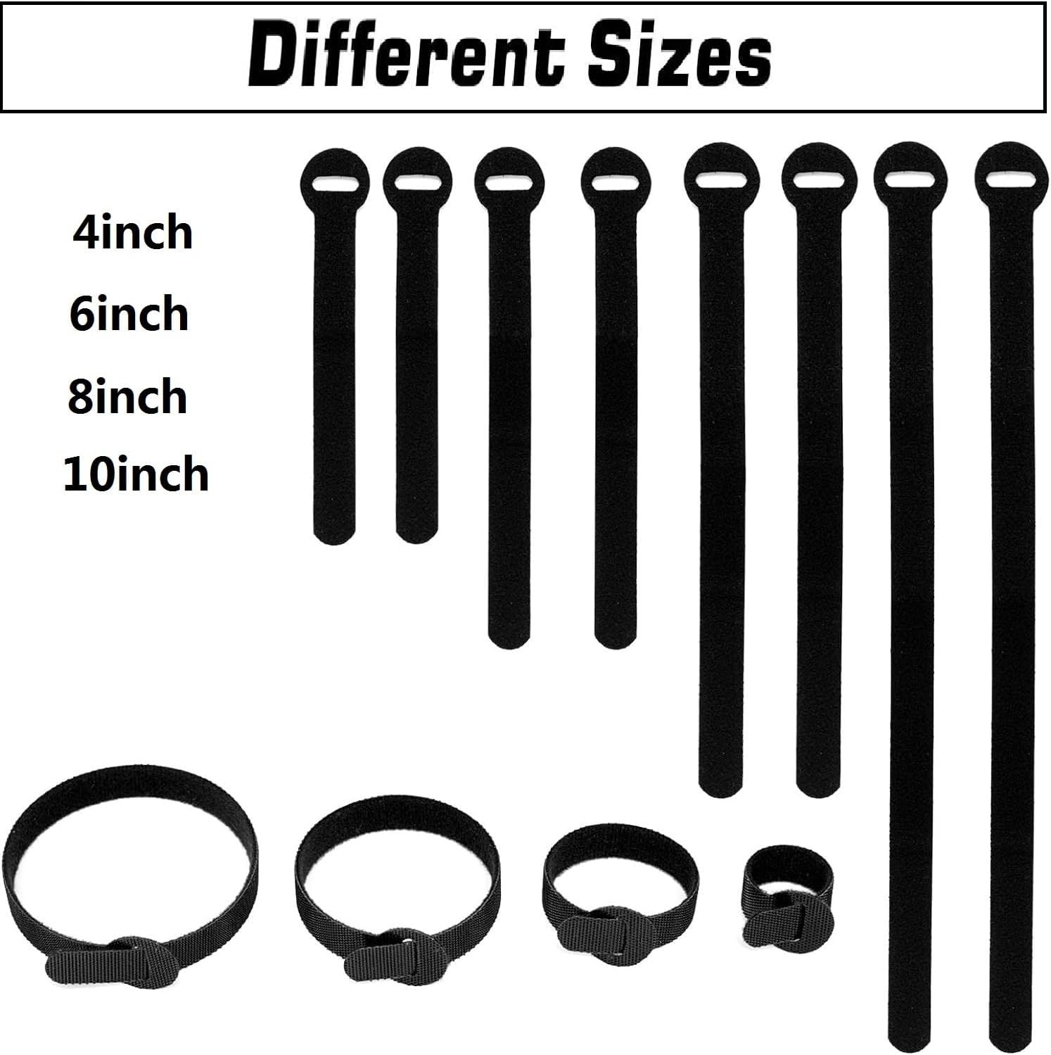 150 PCS Reusable Cable Ties Assorted 4 6 8 10 Inch Hook Loop Cord Organizer