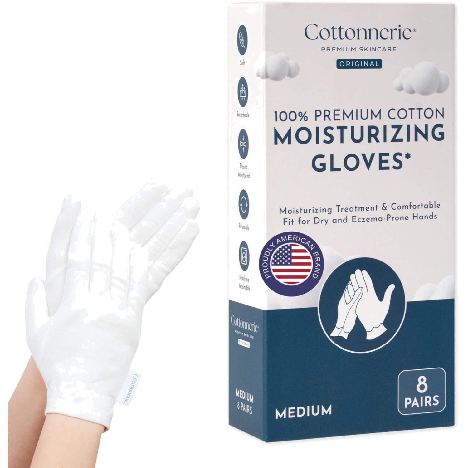 Cotton Gloves Moisturizing Hand Sleep Overnight Eczema Therapy Reusable