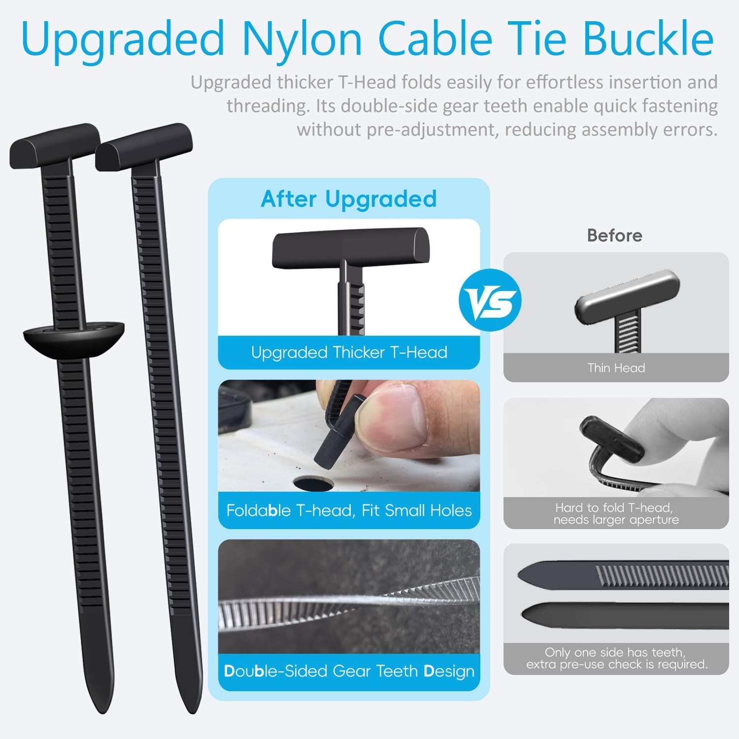 Nylon Universal Cable Tie Buckle, Heavy Duty Self-Locking Nylon Zip Ties Holder