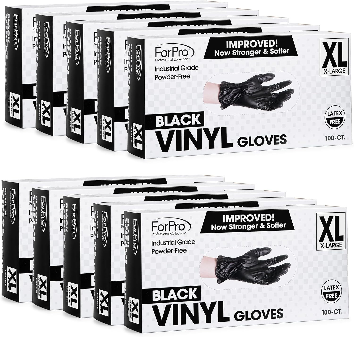 Forpro Disposable Vinyl Gloves, Industrial Grade, Powder & Latex Free, Non-Steri