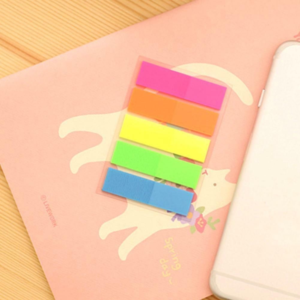 100Pcs Fluorescence Sticky Notes Memo Flags Bookmark Sticker NEW@
