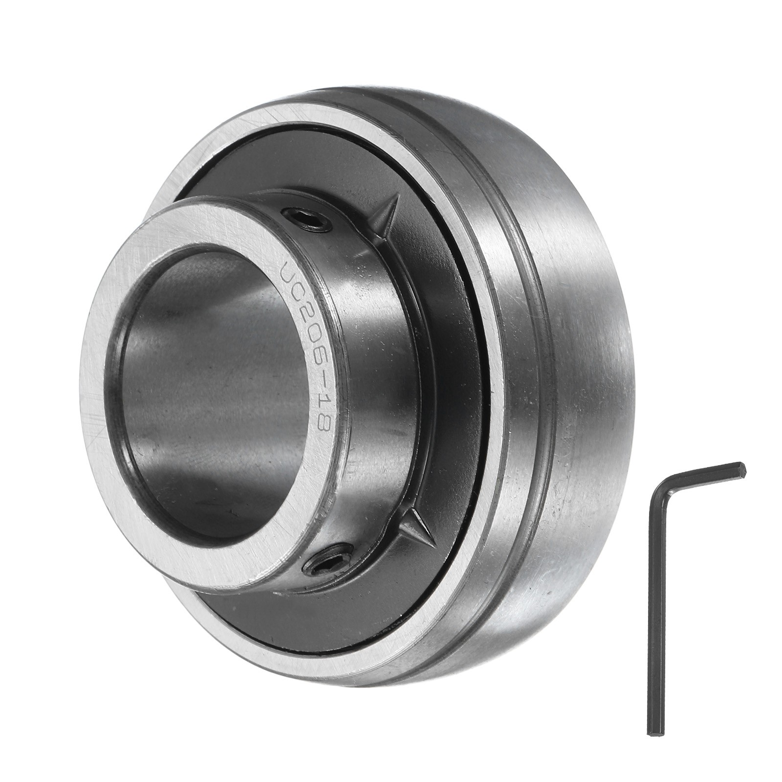Ball Bearing Insert Chrome Steel Gcr15 UC206-18 Bore 1 1/8″ Set Screws