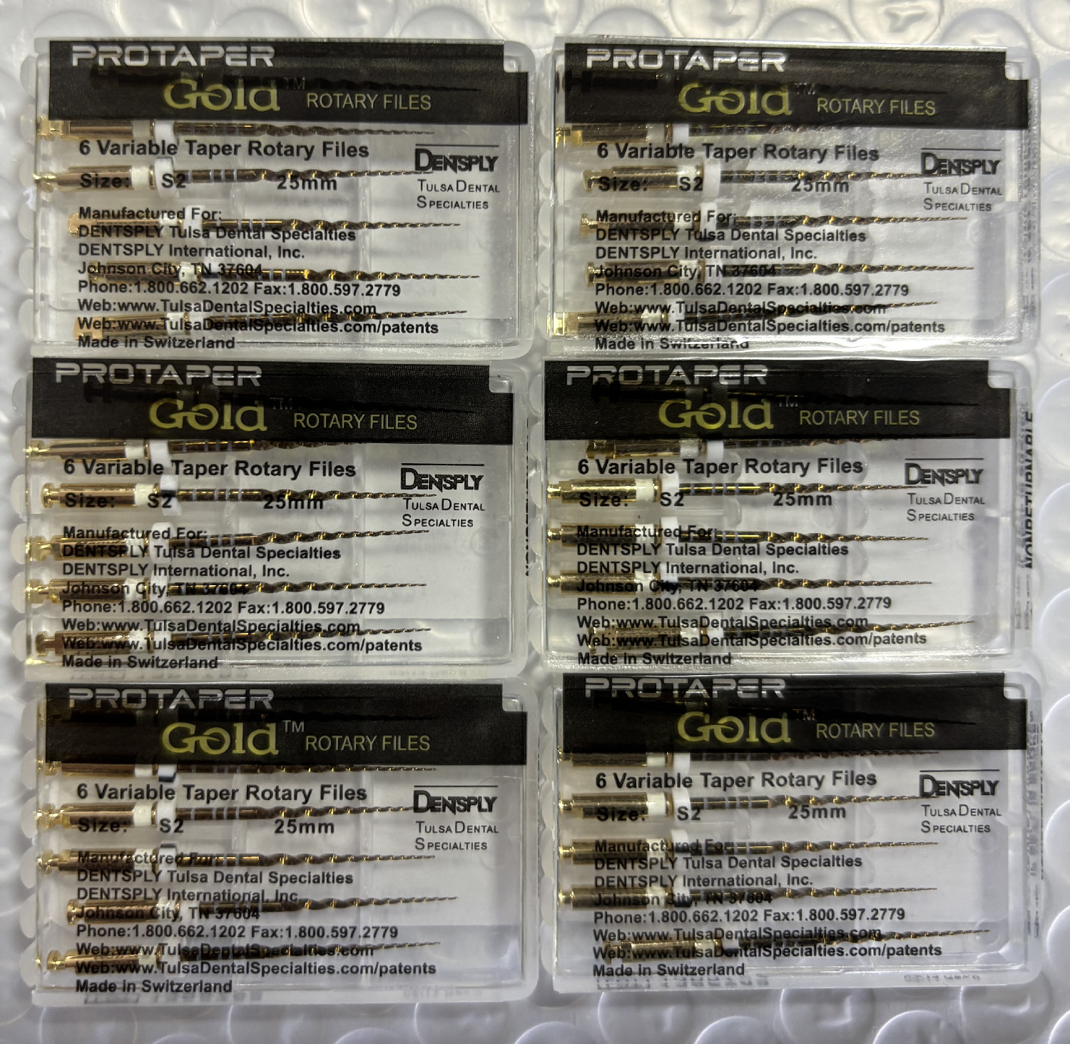 Dentsply ProTaper Gold Rotary Files Assorted Sizes 19/21/25/31mm Files 6/Pack US