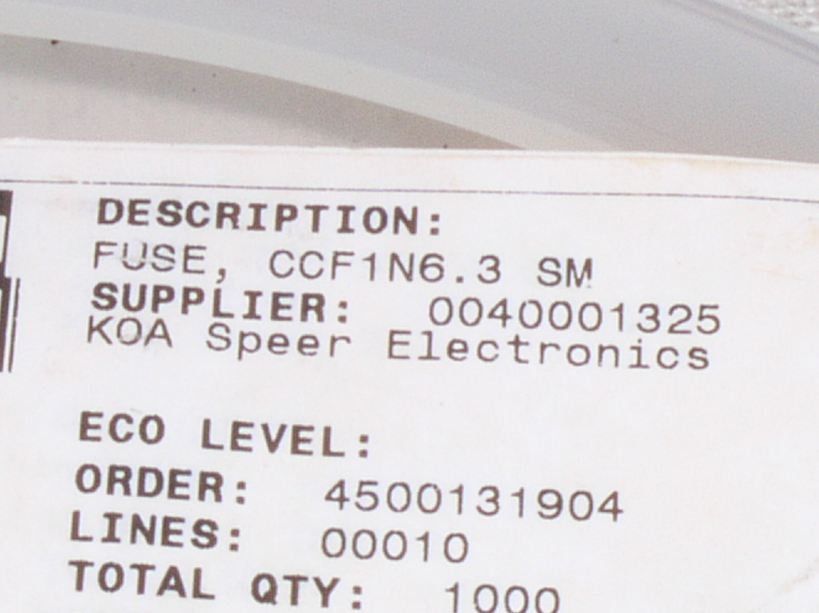 10 KOA SPEER CCF1N6.3TTE 6.3A 6.3 A AMP 125V AC 60V DC SMT SMD 2410 CHIP FUSE