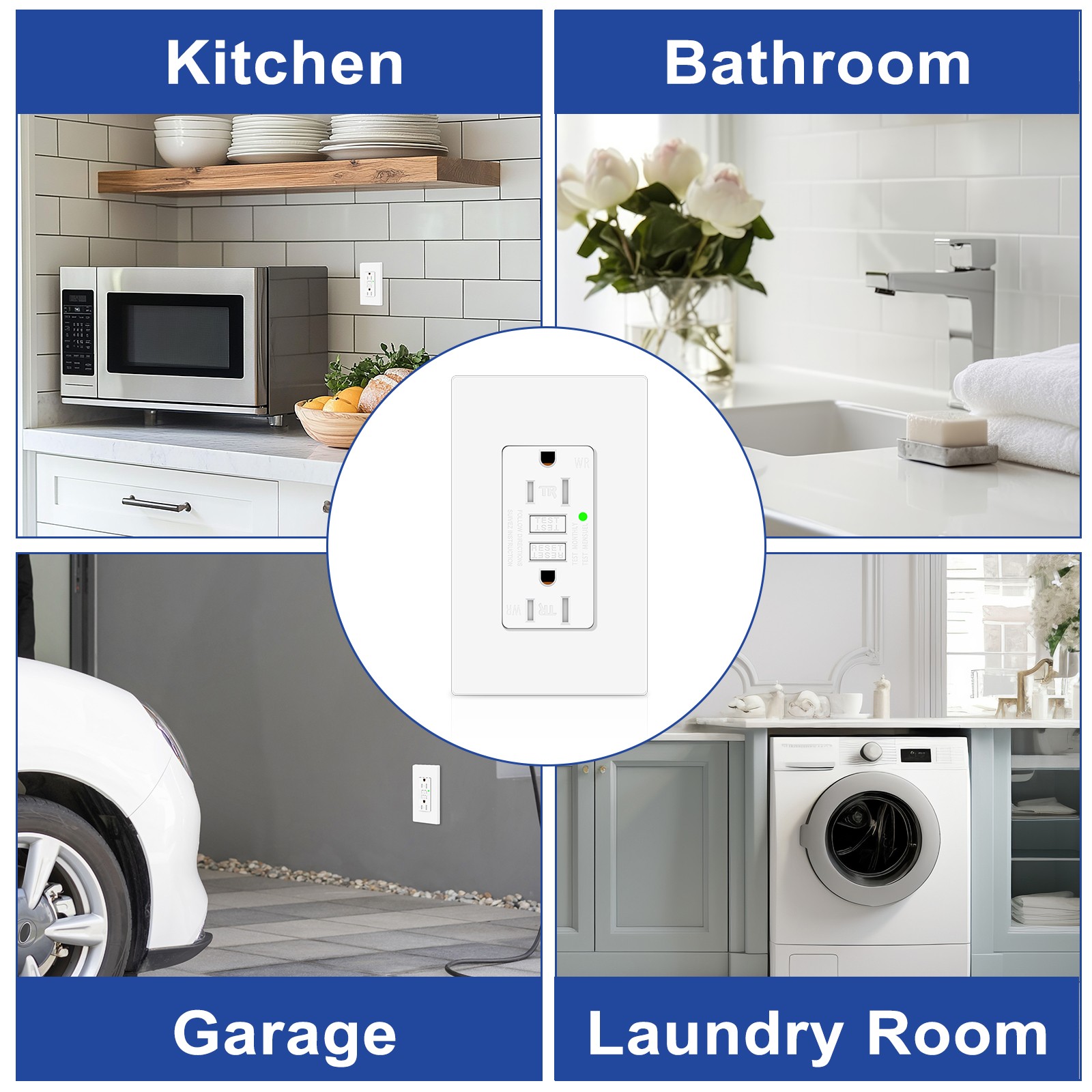 15AMP GFCI Outlet Receptacle Tamper Resistant – ETL Listed, White GFI TR WR GFCI