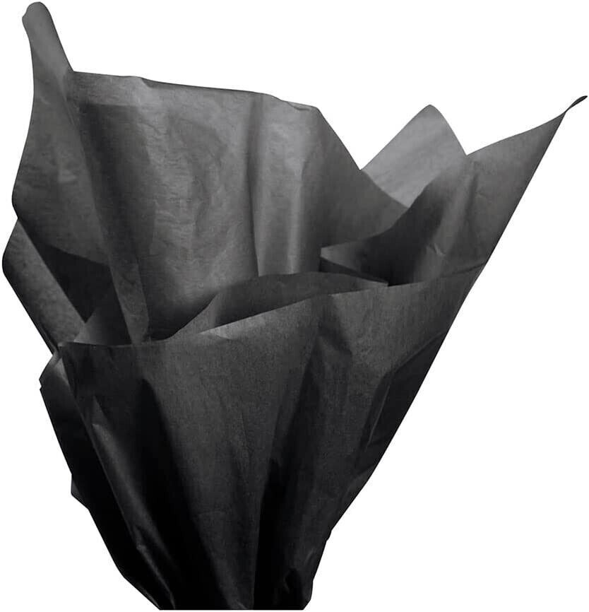 120 Tissue Paper Black 20 x 30″ Large Sheets Wrap Ships Flat