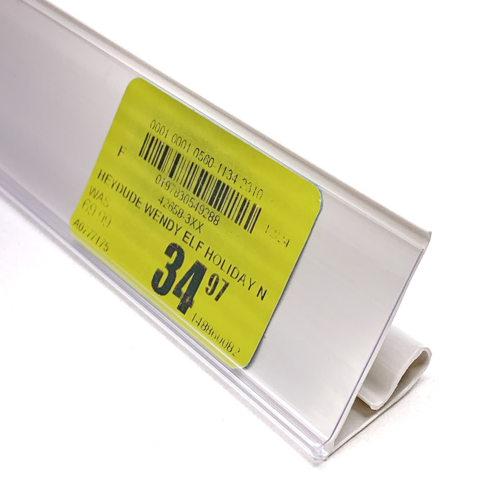 CASE of 50 Beige / Clear 47.5″ Clip-On Price Label Channel for 48″ Gondola Shelf