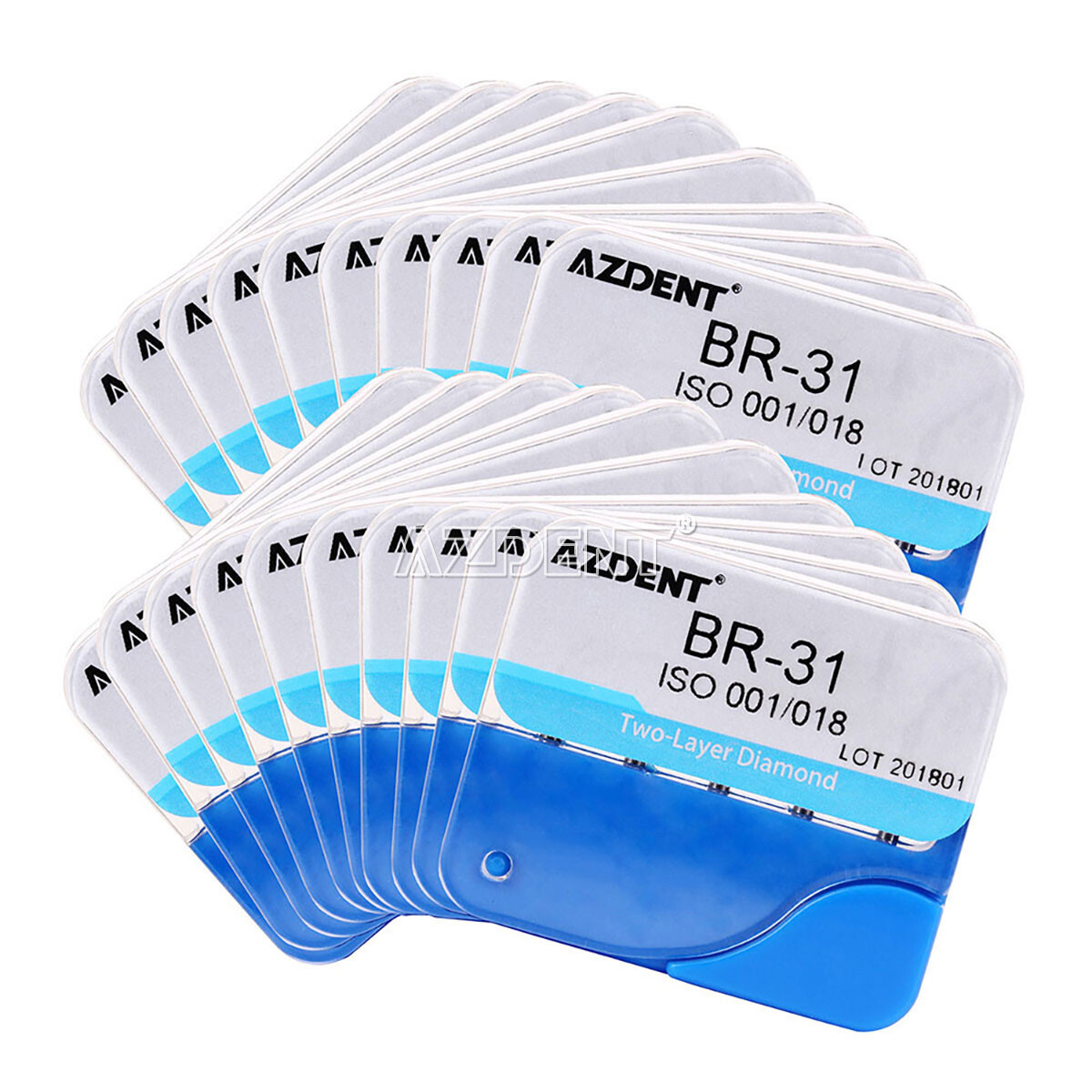 AZDENT Dental Two Layer Diamond Bur FG Ball Round BR-31 For High Speed Handpiece