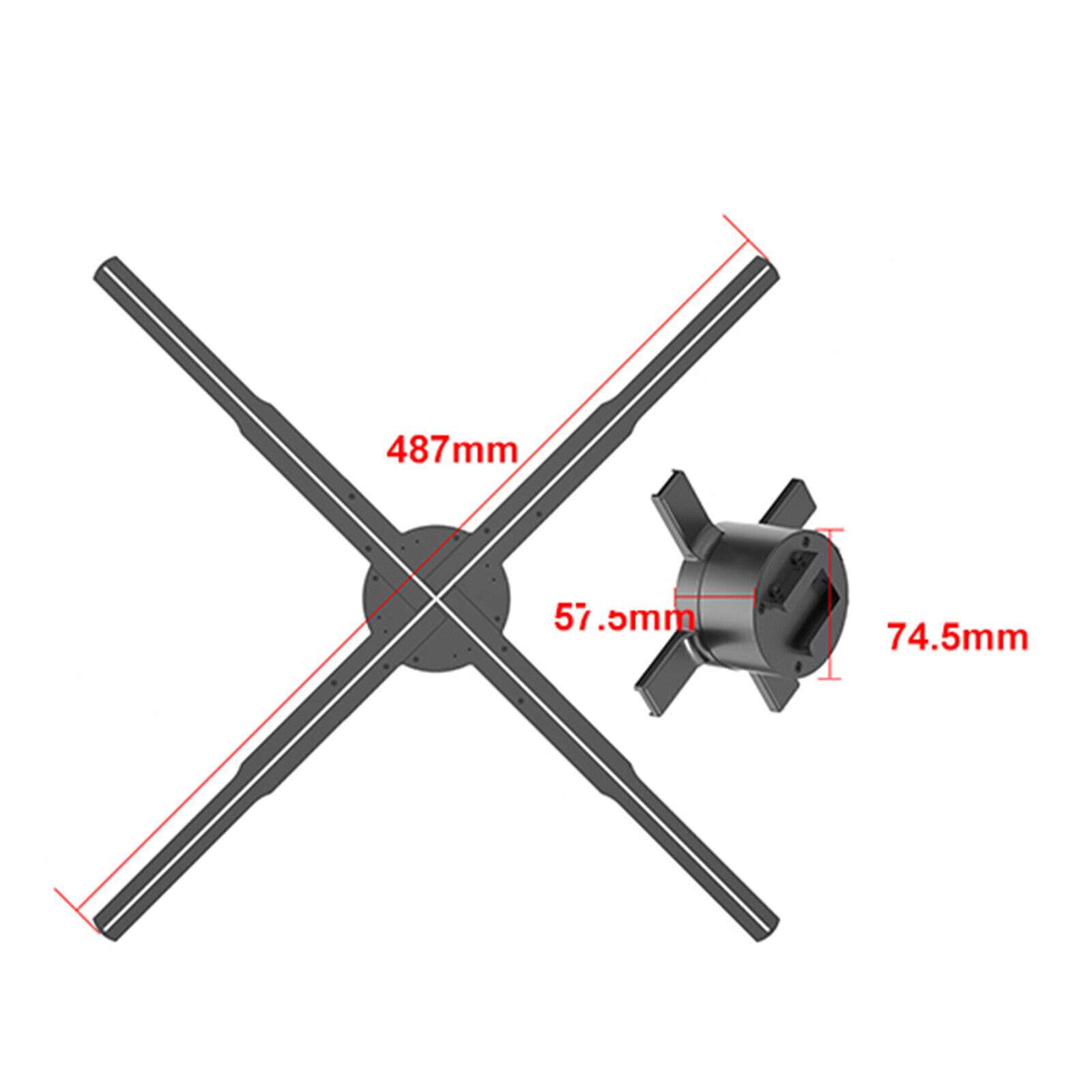 3D Holographic Fan Hologram 3-Fan Projector LED Light RGB Sign + Stand 63″