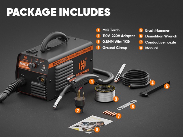 145A 110V 220V Gasless MIG Welder Dual Volt Flux Cored Wire IGBT Welding Machine
