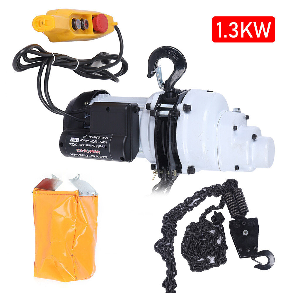 1000kg/2205lbs Electric Chain Hoist Single Phase Hoist Crane 10 FT Chain 1.3KW