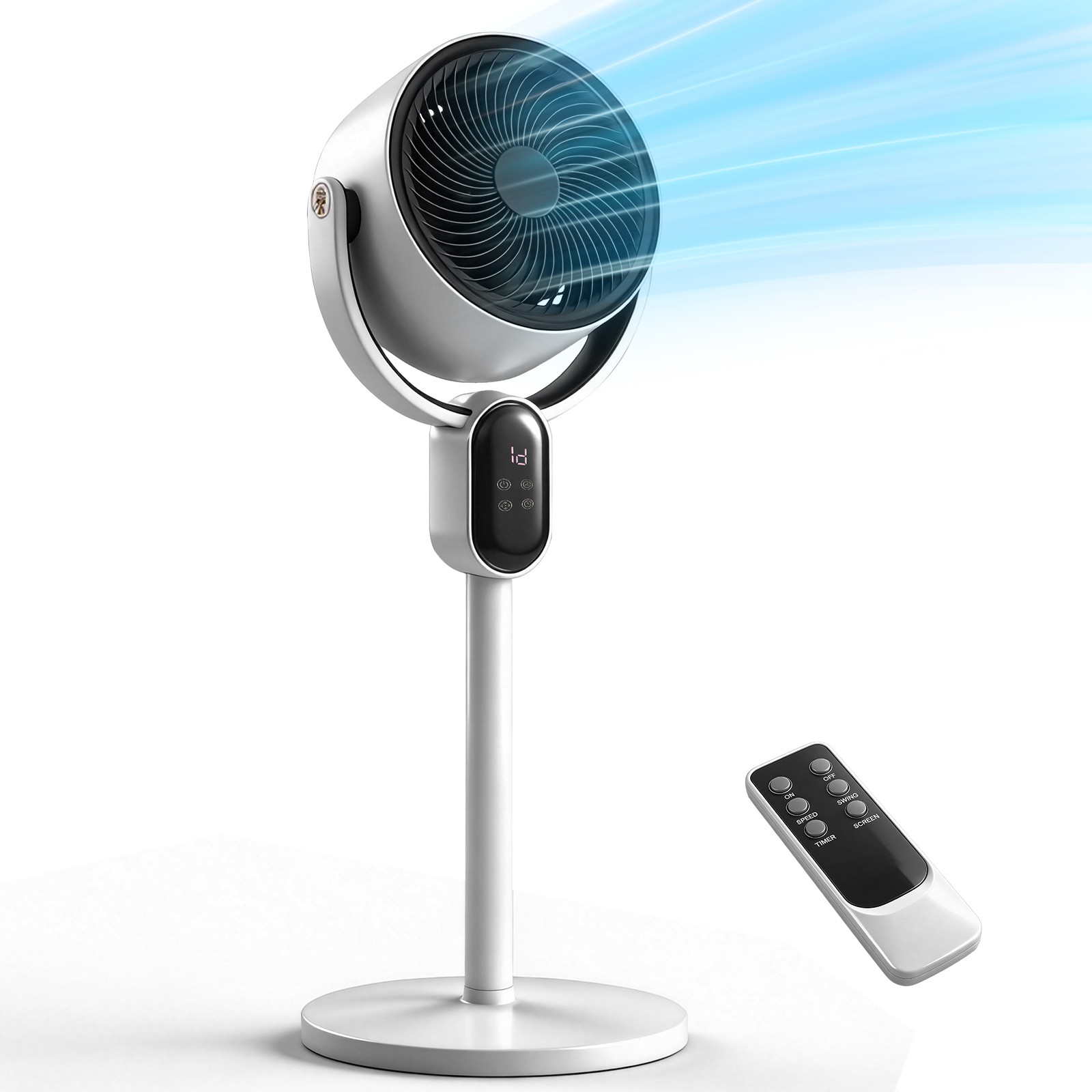 120° Oscillating Standing Fan, 33 inch 2-in-1 Air Circulator W/Remote, 3 Speeds