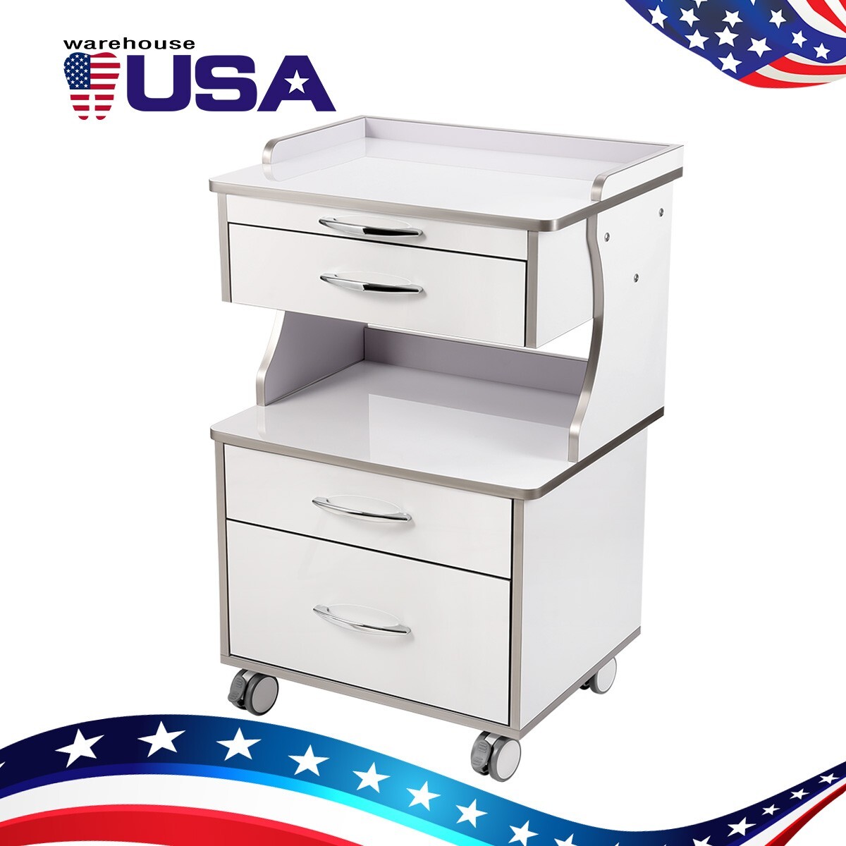 AZDENT Dental Multi-Function Mobile Cart with 3/4/5 Drawers Medical Rolling Cart
