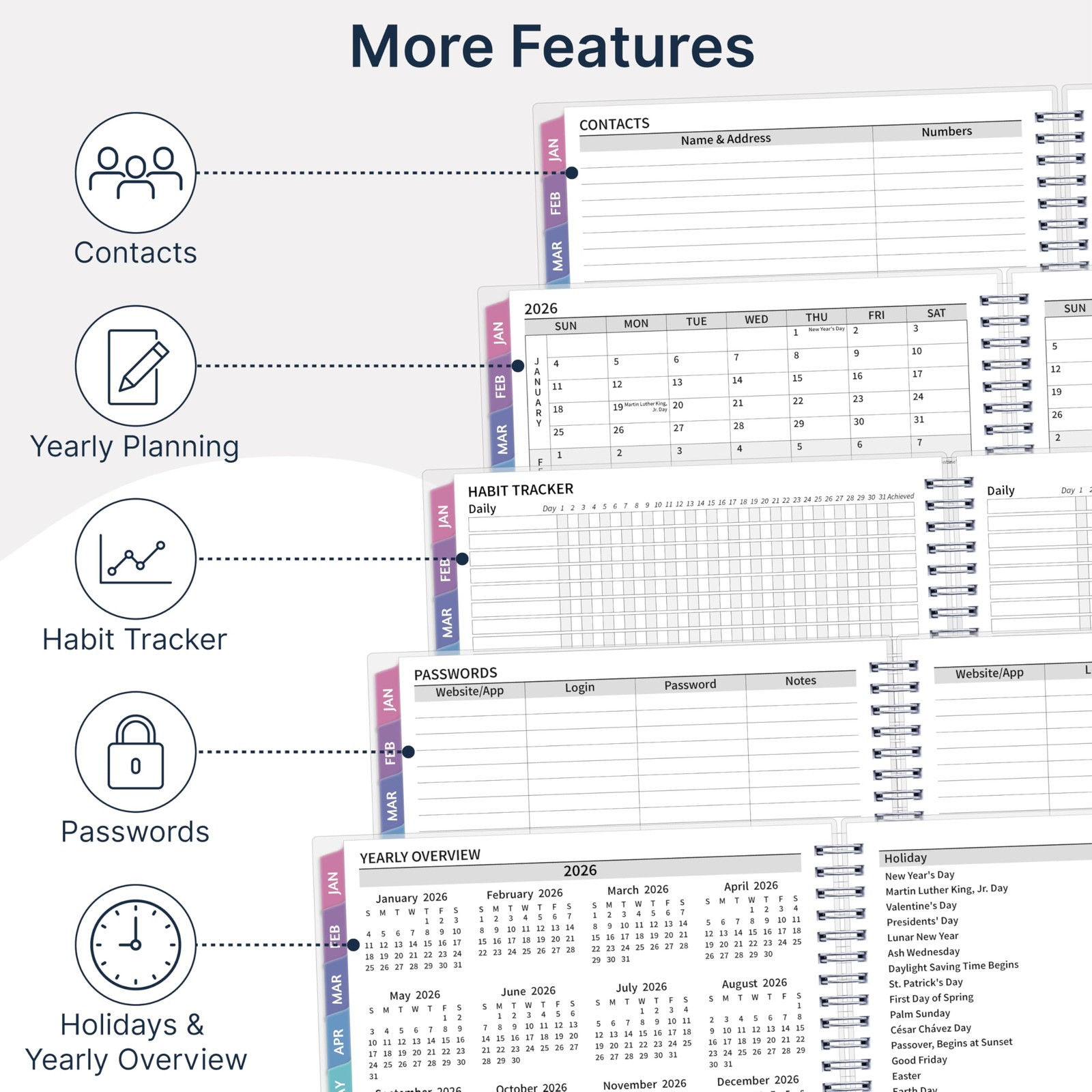 2026 Appointment Book, 30 Minutes-Hourly, Weekly ＆ Monthly Calendar Planner 2026