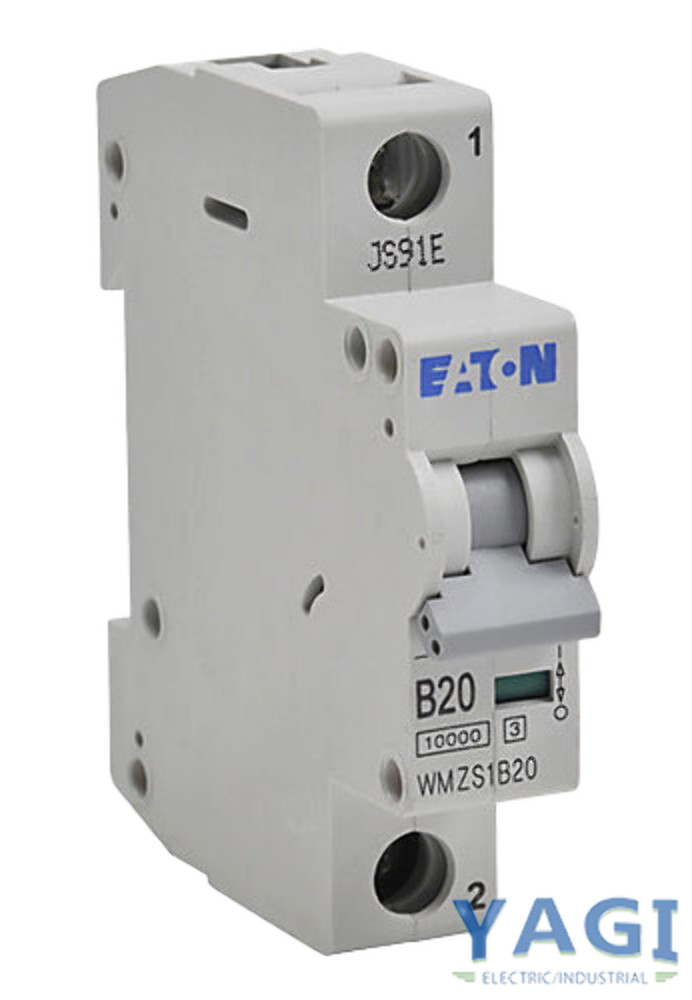 Eaton WMZS1B20 Breaker 20A 1P 277V 10kA Type B DIN Rail w/ Trip Indicator Termin